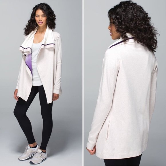 Lululemon Savasana Wrap Sweater Coal Strata Stripe - Picture 2 of 16